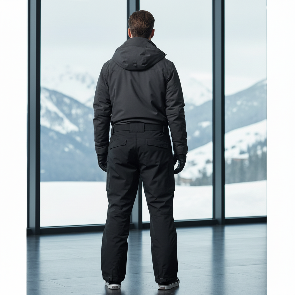 Pantalon De Ski Noir Imperméable Coupe Droite Hiver - Polyester - vue 2