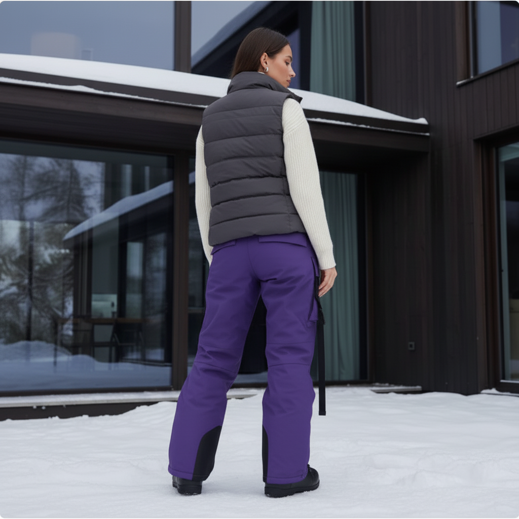 Pantalon De Ski Violet Cargo Imperméable Femme Ample - Polyester - vue 2