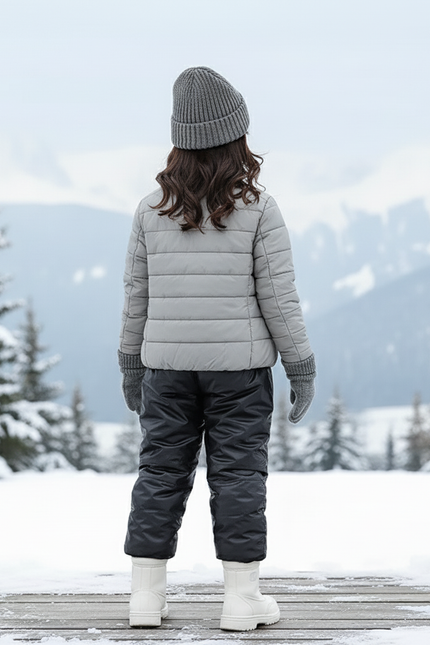 Pantalon De Ski Noir Brillant Imperméable Matelassé Enfant Hiver - Polyester - vue 2