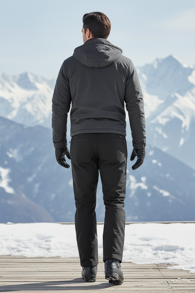 Pantalon De Ski Noir Homme Imperméable Coupe Droite Hiver - Polyester - vue 2