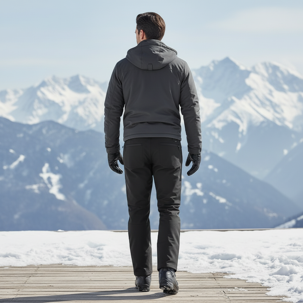 Pantalon De Ski Noir Homme Imperméable Coupe Droite Hiver - Polyester - vue 2
