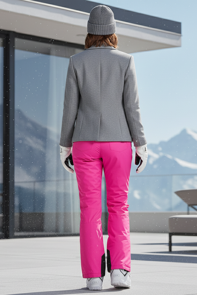 Pantalon De Ski Rose Fuschia Imperméable Coupe Droite Avec Bretelles - Polyester - vue 2
