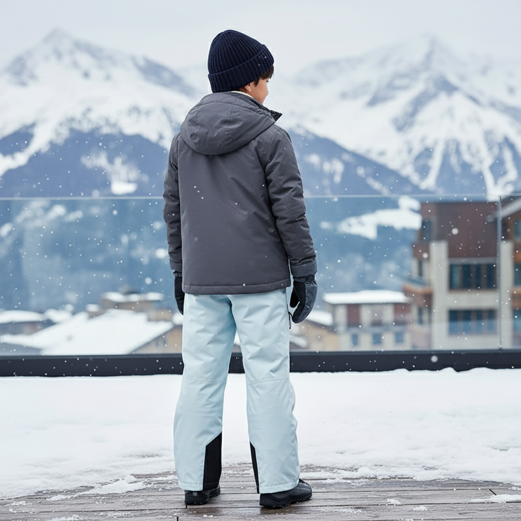 Pantalon De Ski Enfant Bleu Ciel Imperméable Hiver - Polyester - vue 2