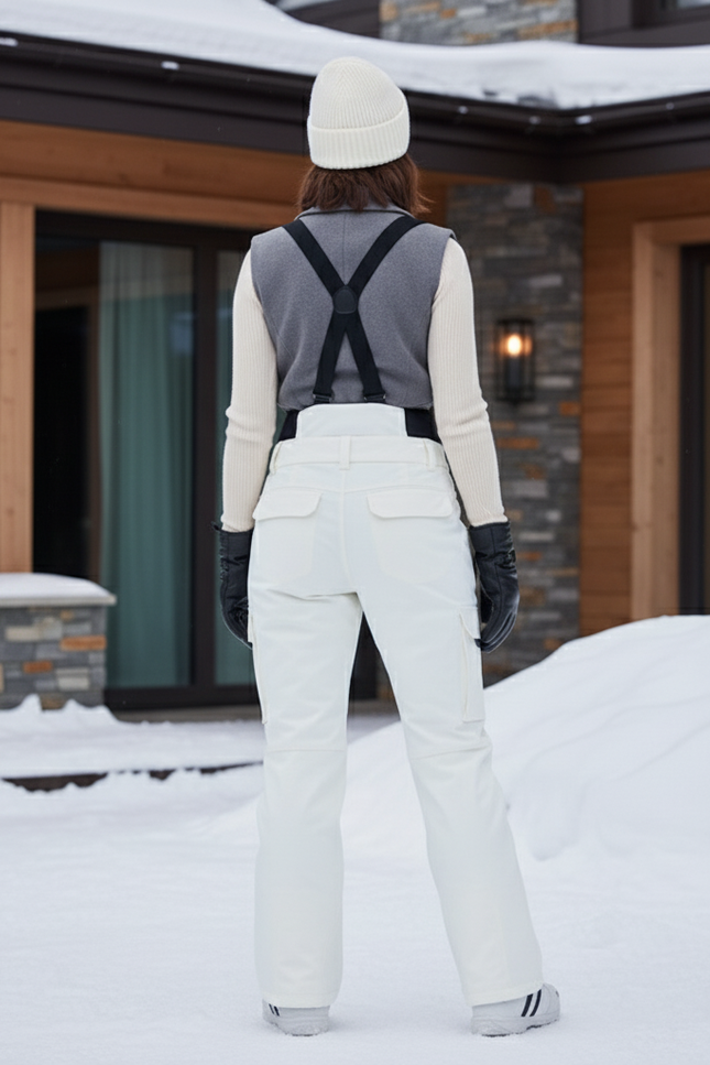 Pantalon De Ski Blanc Salopette Imperméable Taille Haute Élégant - Polyester - vue 2
