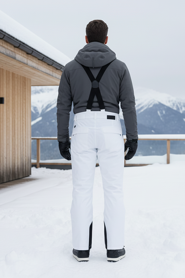 Pantalon De Ski Blanc Slim Bretelles Imperméable Homme - Polyester - vue 2