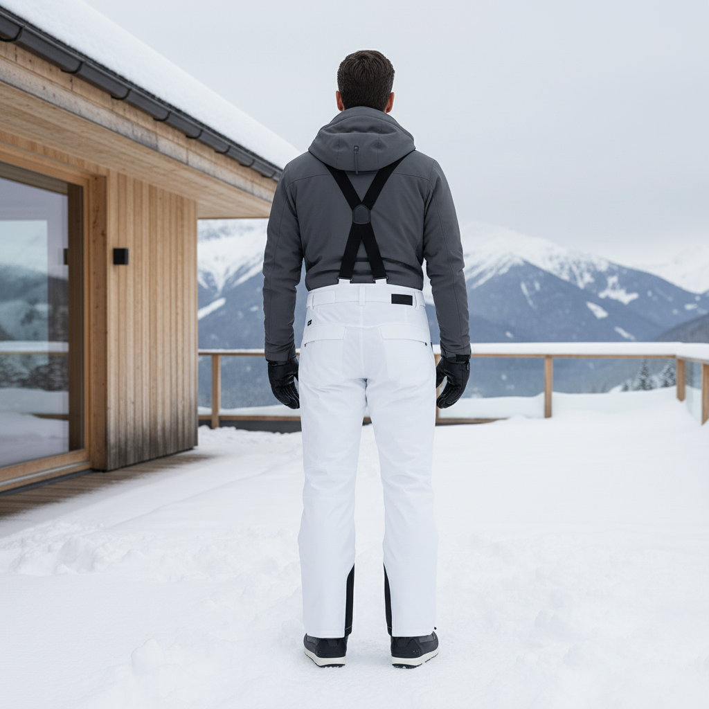 Pantalon De Ski Blanc Slim Bretelles Imperméable Homme - Polyester - vue 2