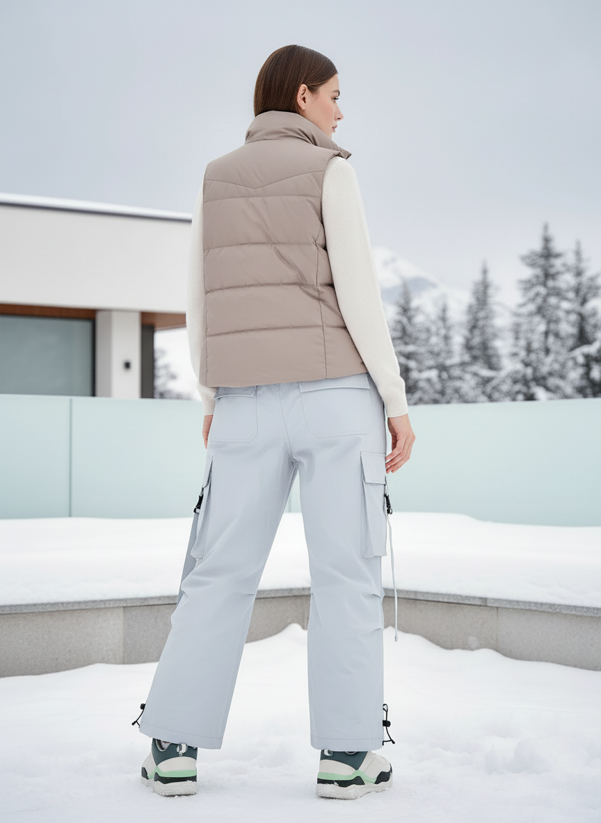 Pantalon De Ski Bleu Pâle Ample Cargo Imperméable Unisexe - Polyester - vue 2