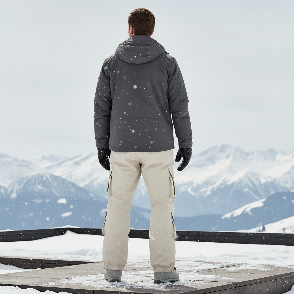 Pantalon De Ski Beige Cargo Ample Imperméable Unisexe - Polyester - vue 2