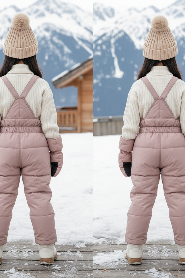 Pantalon De Ski Rose Poudré Salopette Matelassée Enfant - Polyester - vue 2
