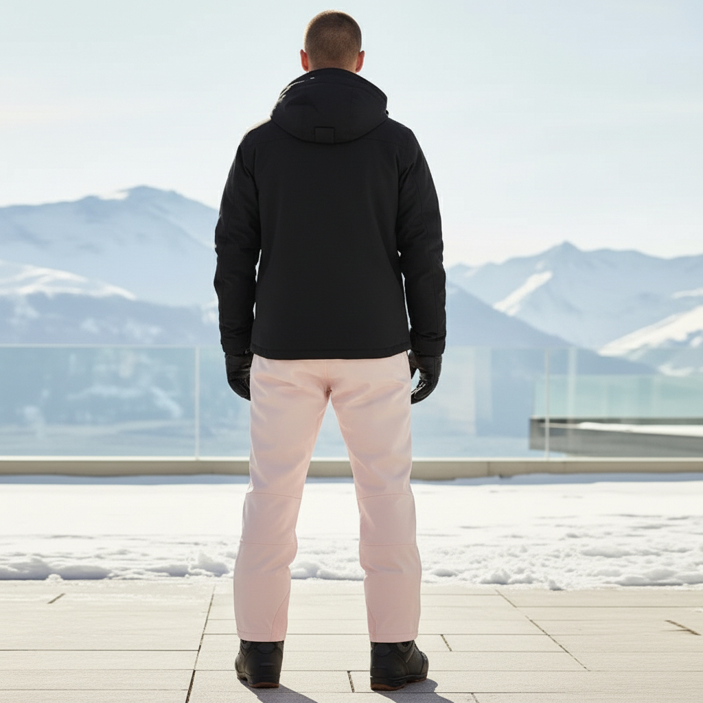 Pantalon De Ski Rose Pâle Imperméable Homme Ample Hiver - Polyester - vue 2