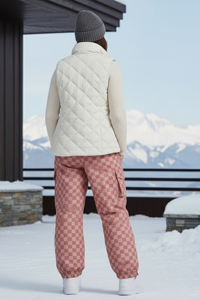 Pantalon De Ski Rose Carreaux Ample Imperméable Unisexe - Polyester - vue 2