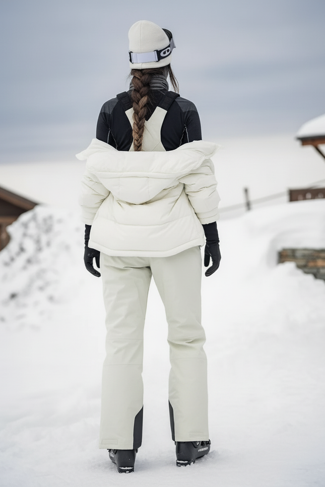 Pantalon De Ski Salopette Beige Imperméable Thermique Femme - Polyester - vue 2