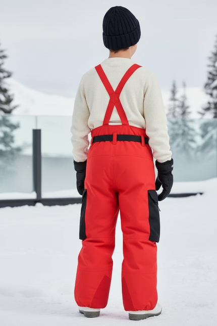 Pantalon De Ski Rouge Ample Bretelles Imperméable Enfant Hiver - Polyester - vue 2