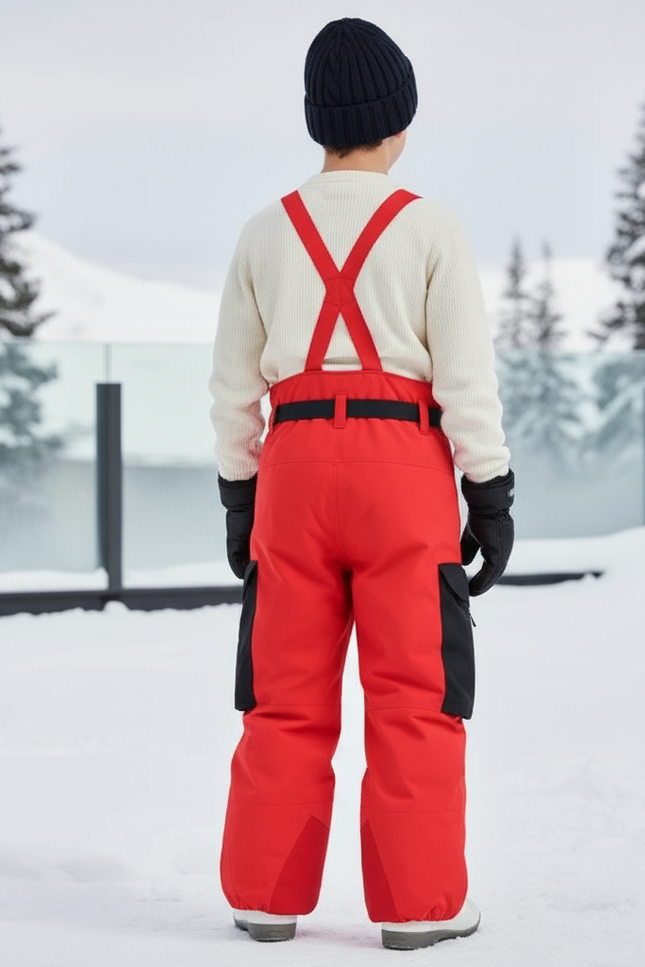 Pantalon De Ski Rouge Ample Bretelles Imperméable Enfant Hiver - Polyester - vue 2