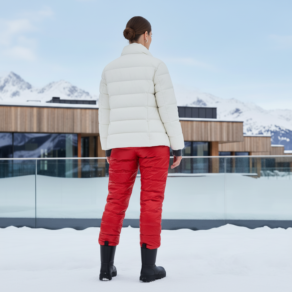 Pantalon De Ski Rouge Matelassé Hiver Imperméable Femme - Polyester - vue 2