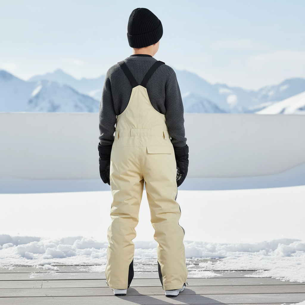 Pantalon De Ski Beige Bretelles Ample Imperméable Enfant Hiver - Polyester - vue 2