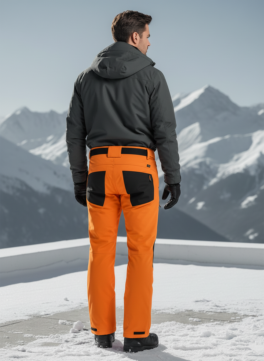 Pantalon De Ski Orange Homme Bicolore Thermique - Polyester - vue 2