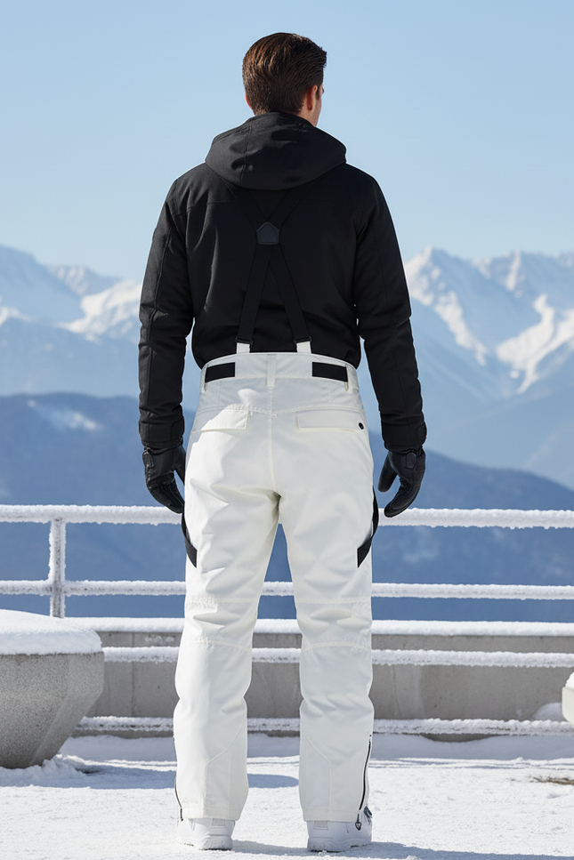 Pantalon De Ski Blanc Bretelles Imperméable Hiver Homme - Polyester - vue 2