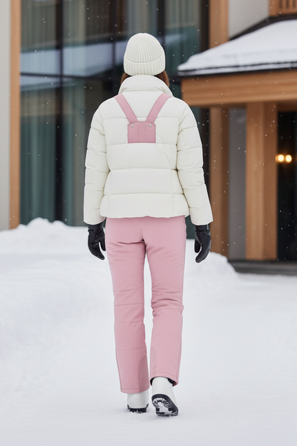 Pantalon De Ski Rose Poudré Bretelles Imperméable Femme - Polyester - vue 2