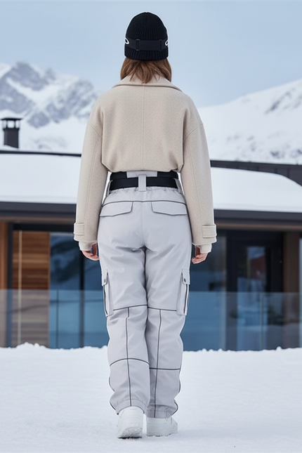 Pantalon De Ski Gris Cargo Réfléchissant Ample Femme Hiver - Polyester - vue 2