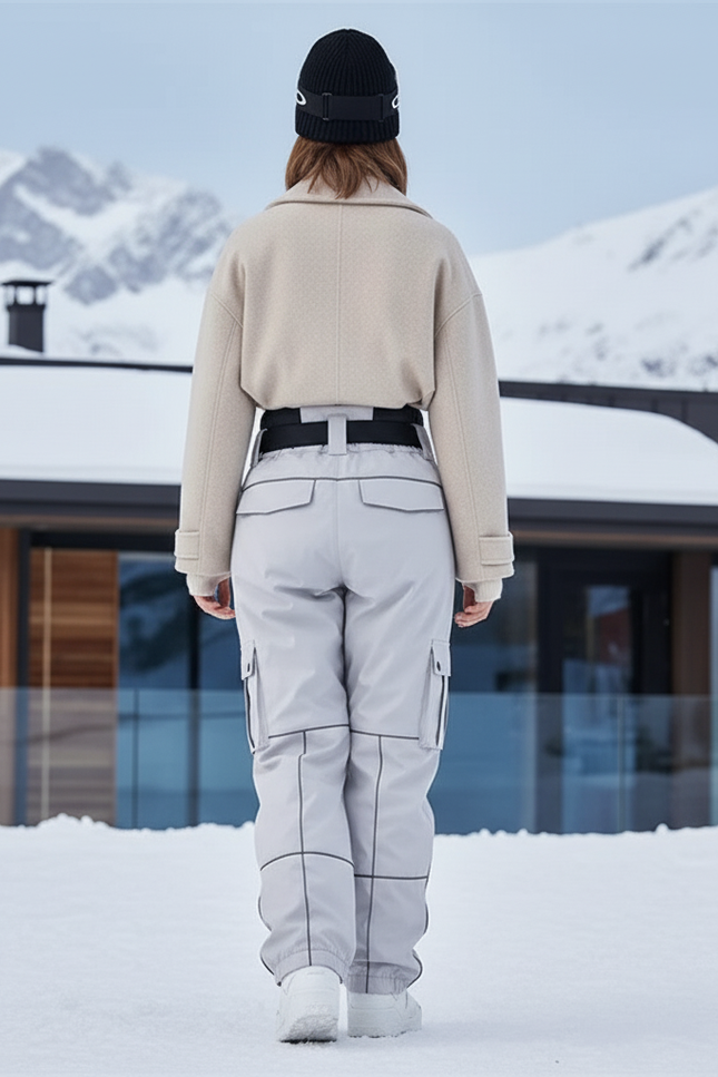 Pantalon De Ski Gris Cargo Réfléchissant Ample Femme Hiver - Polyester - vue 2