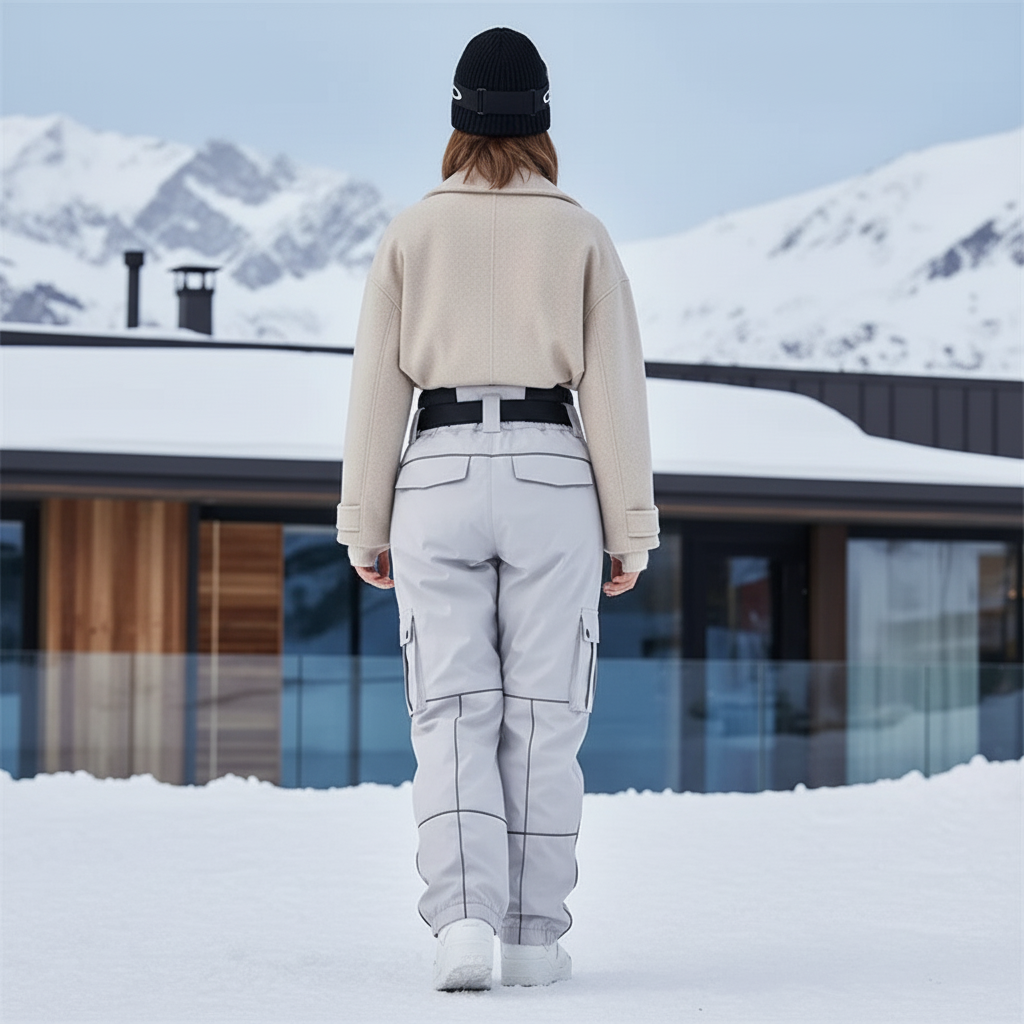 Pantalon De Ski Gris Cargo Réfléchissant Ample Femme Hiver - Polyester - vue 2