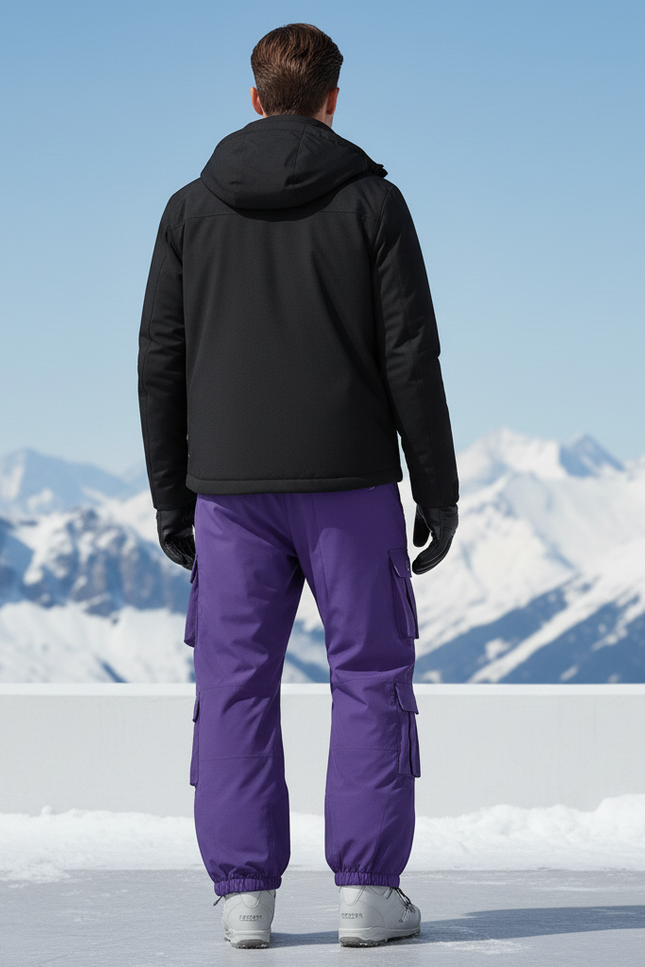 Pantalon De Ski Violet Cargo Ample Imperméable Unisexe - Polyester - vue 2