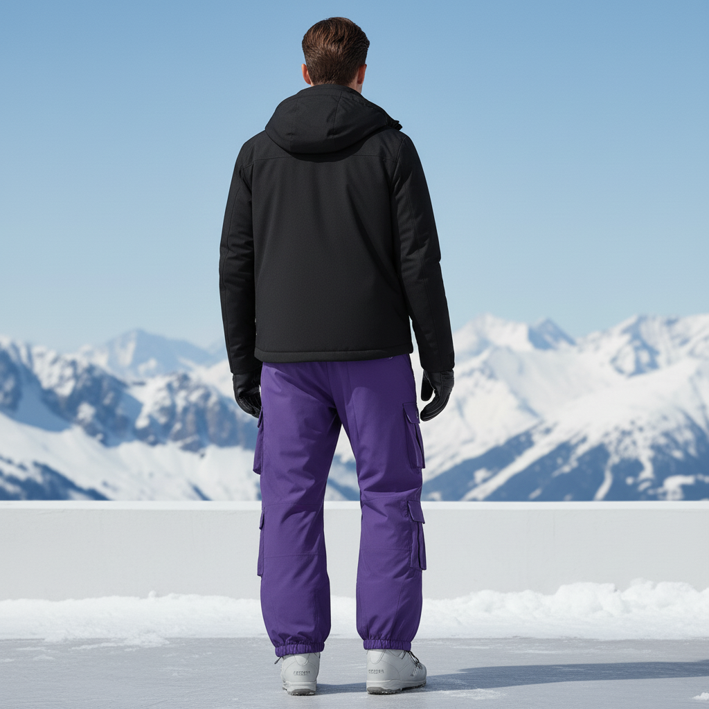 Pantalon De Ski Violet Cargo Ample Imperméable Unisexe - Polyester - vue 2