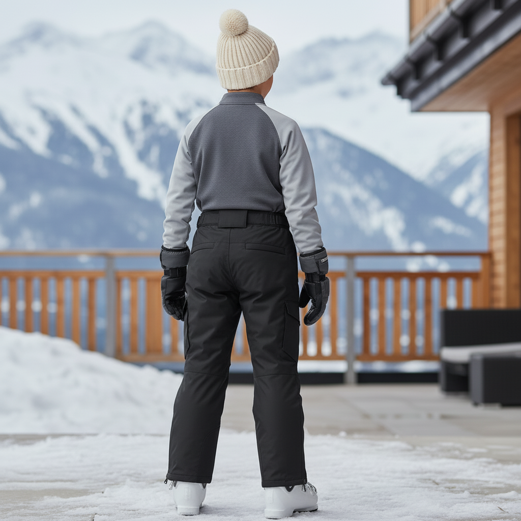 Pantalon De Ski Noir Imperméable Unisexe Cargo Hiver - Polyester - vue 2