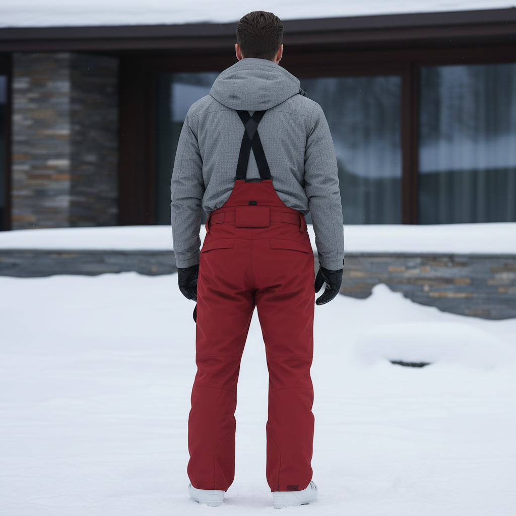 Pantalon De Ski Rouge Salopette Imperméable Chaud Homme - Polyester - vue 2