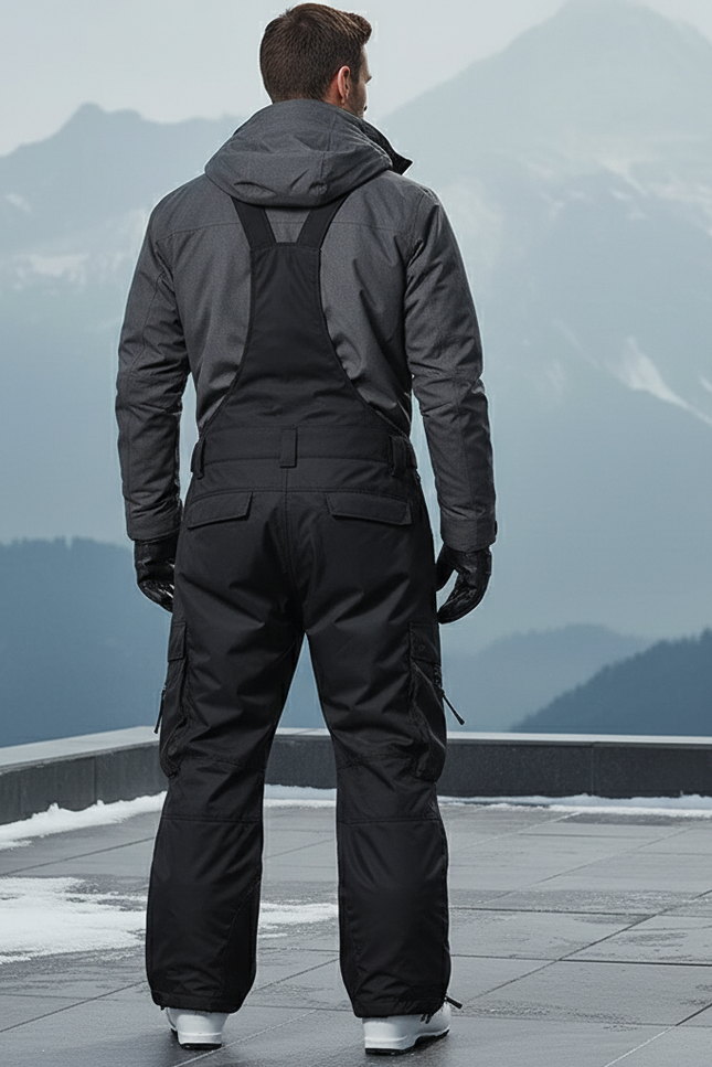 Pantalon De Ski Noir Cargo Ample Bretelles Homme - Polyester - vue 2