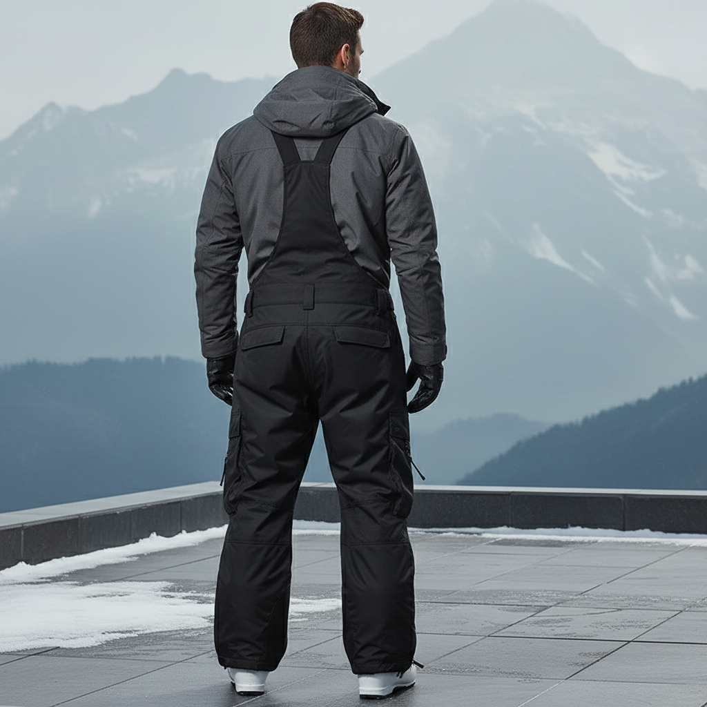 Pantalon De Ski Noir Cargo Ample Bretelles Homme - Polyester - vue 2