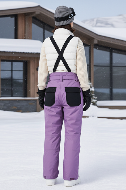 Pantalon De Ski Violet Ample Imperméable Unisexe Bretelles - Polyester - vue 2