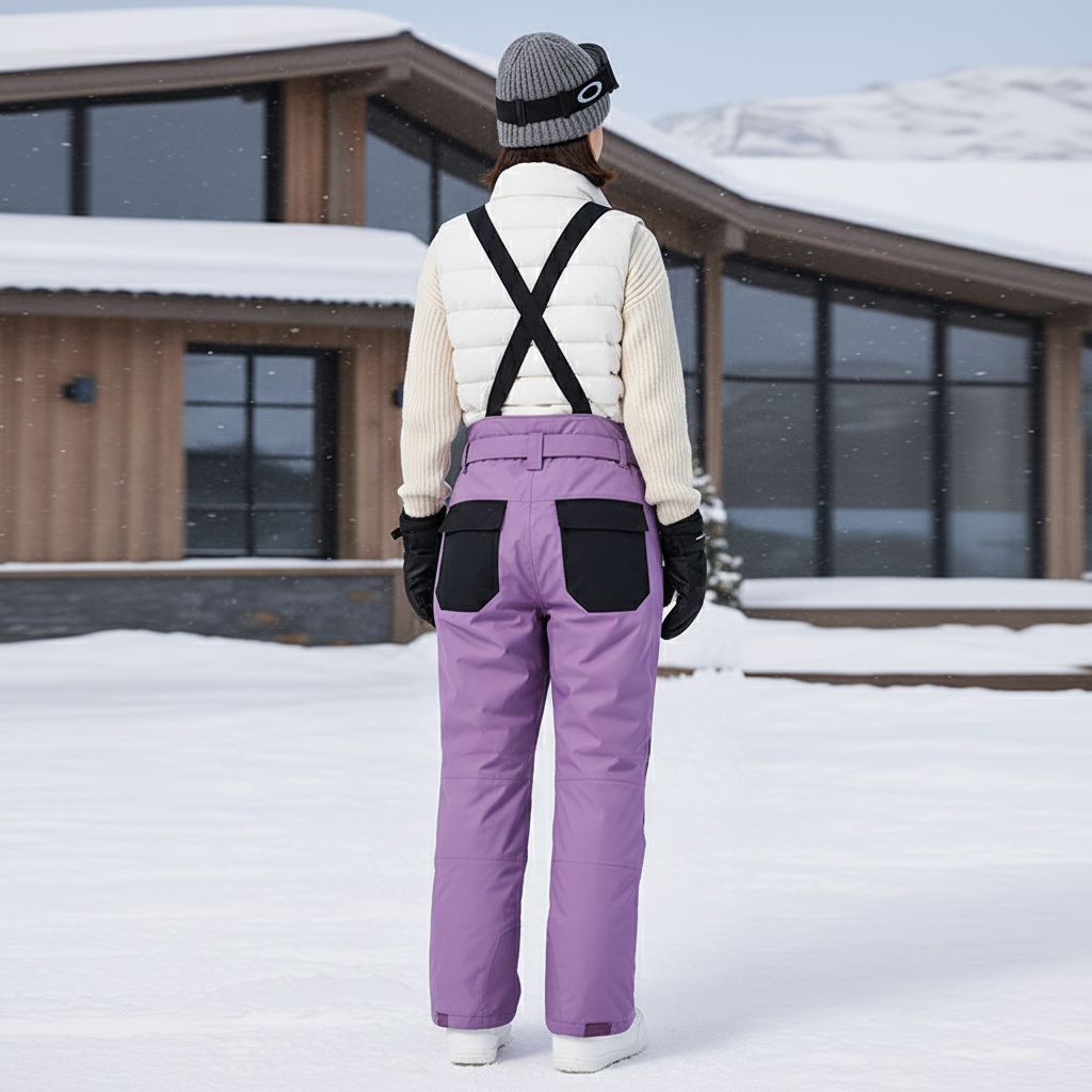 Pantalon De Ski Violet Ample Imperméable Unisexe Bretelles - Polyester - vue 2