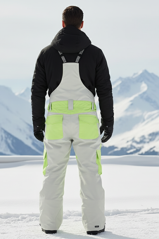 Pantalon De Ski Gris Vert Fluo Salopette Imperméable Unisexe - Polyester - vue 2