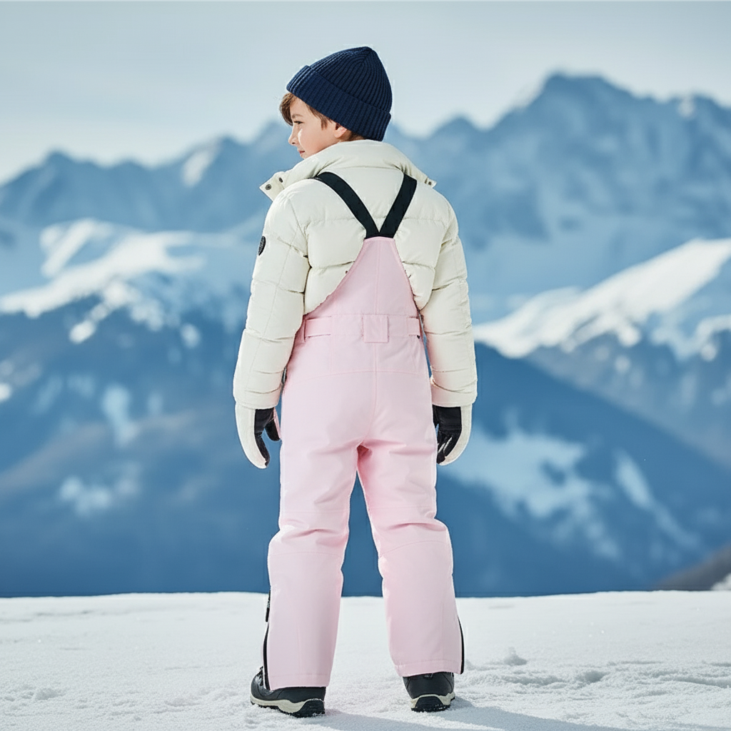 Pantalon De Ski Rose Bretelles Enfant Imperméable Coupe Droite - Polyester - vue 2