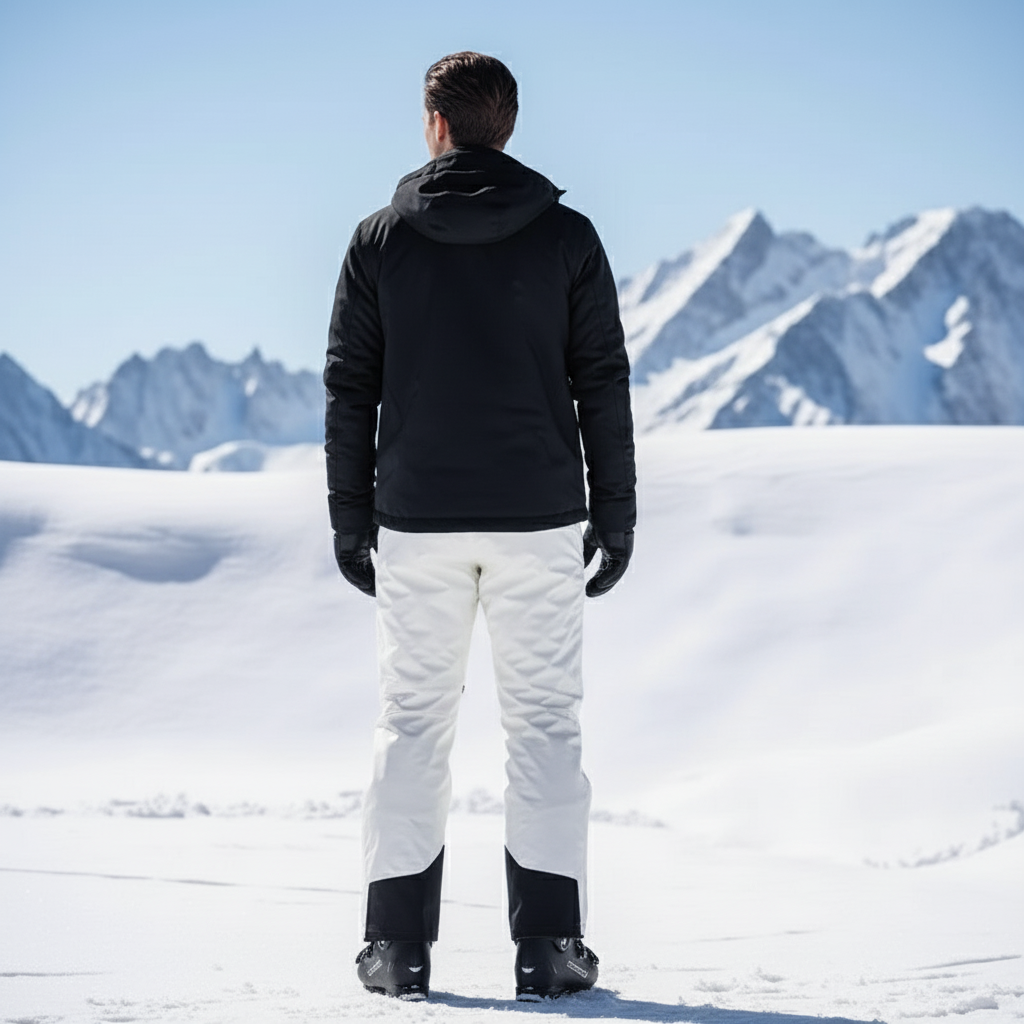 Pantalon De Ski Blanc Imperméable Homme Coupe Droite Hiver - Polyester - vue 2
