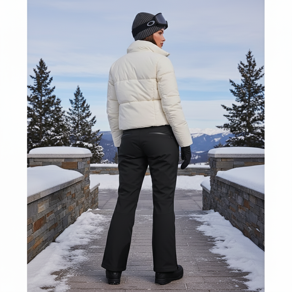 Pantalon De Ski Noir Déperlant Coupe Droite Femme - Polyester - vue 2