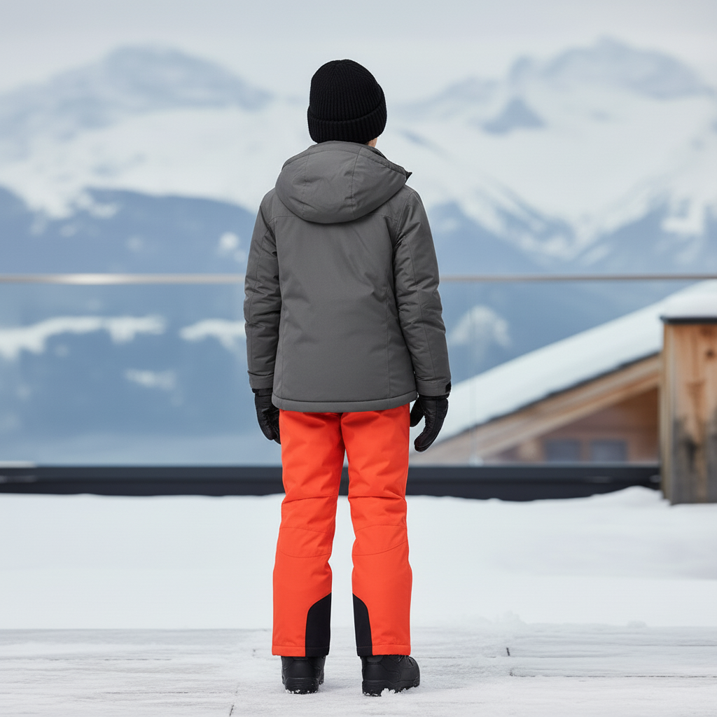 Pantalon De Ski Orange Imperméable Bretelles Chaud Unisexe - Polyester - vue 2