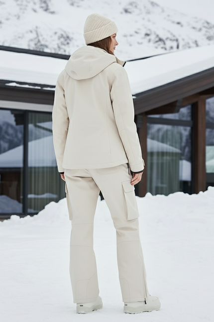 Pantalon De Ski Crème Cargo Imperméable Respirant Femme - Beige Polyester - vue 2