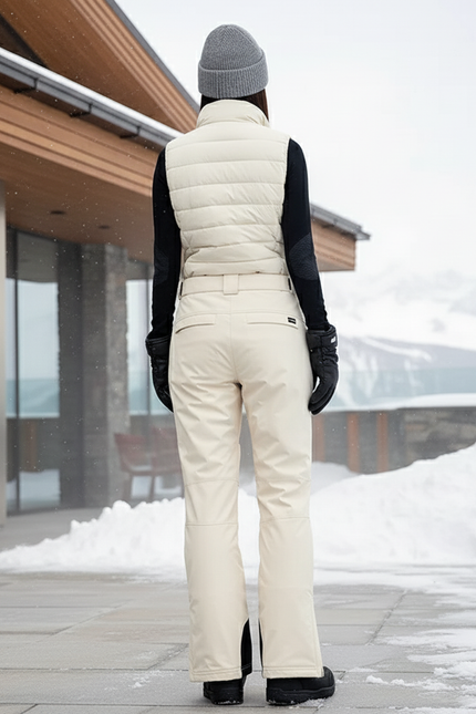Pantalon De Ski Crème Imperméable Évasé Doublé Femme - Beige Polyester - vue 2