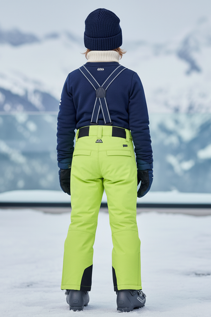 Pantalon De Ski Vert Fluorescent Enfant Imperméable Bretelles - Polyester - vue 2