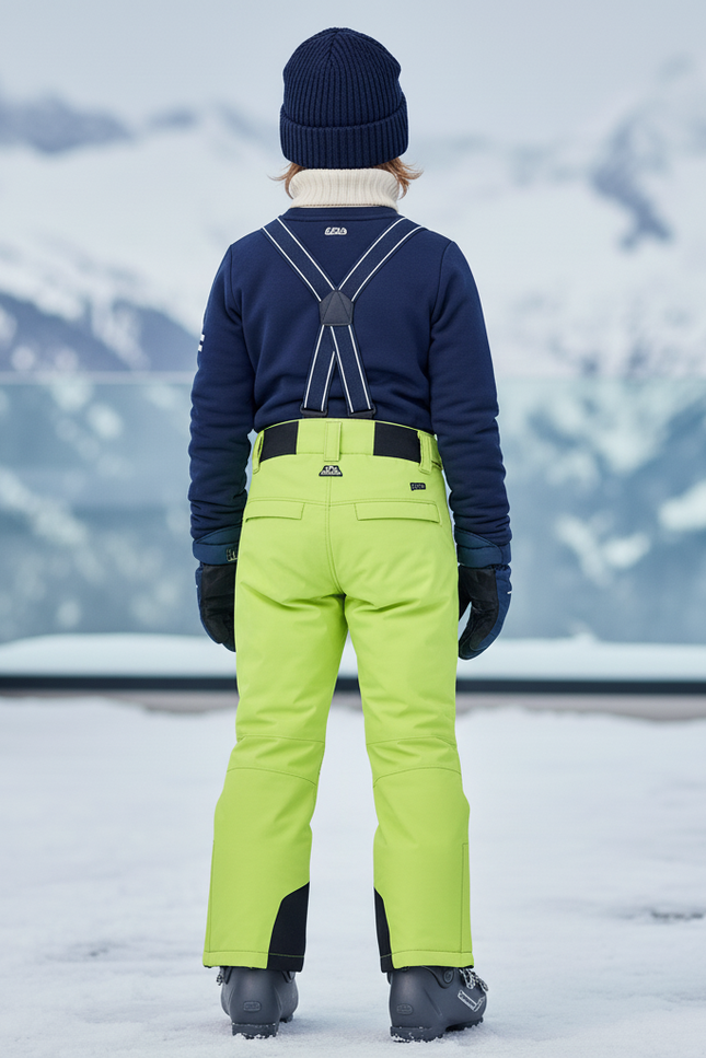 Pantalon De Ski Vert Fluorescent Enfant Imperméable Bretelles - Polyester - vue 2