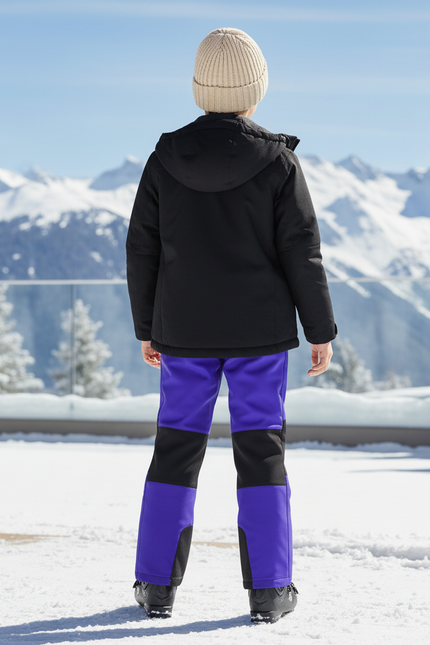 Pantalon De Ski Violet Noir Imperméable Coupe Droite Enfant - Polyester - vue 2