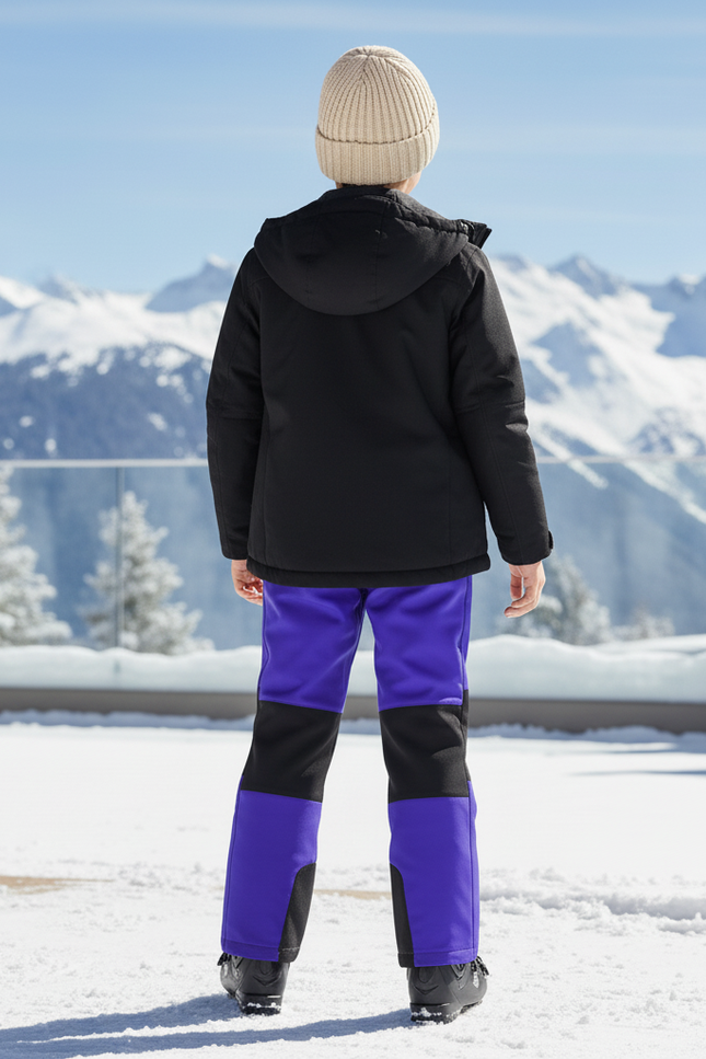 Pantalon De Ski Violet Noir Imperméable Coupe Droite Enfant - Polyester - vue 2