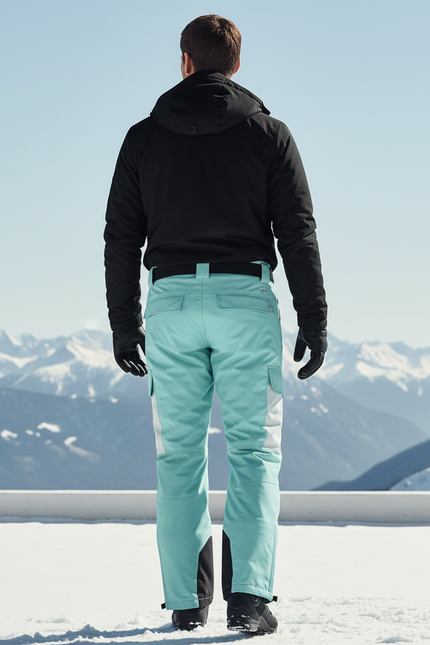 Pantalon De Ski Turquoise Imperméable Homme Bicolore Cargo - Bleu Polyester - vue 2