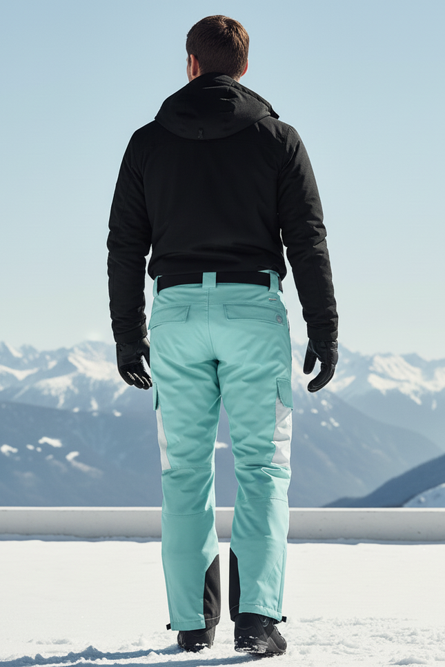 Pantalon De Ski Turquoise Imperméable Homme Bicolore Cargo - Bleu Polyester - vue 2