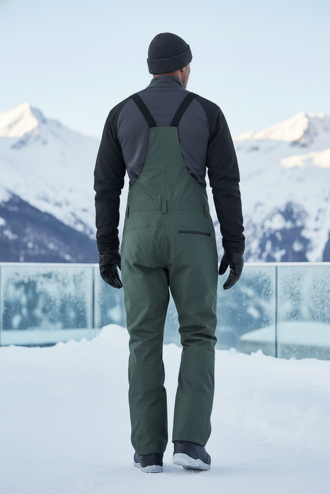 Pantalon De Ski Vert Foncé Imperméable Bretelles Homme - Polyester - vue 2