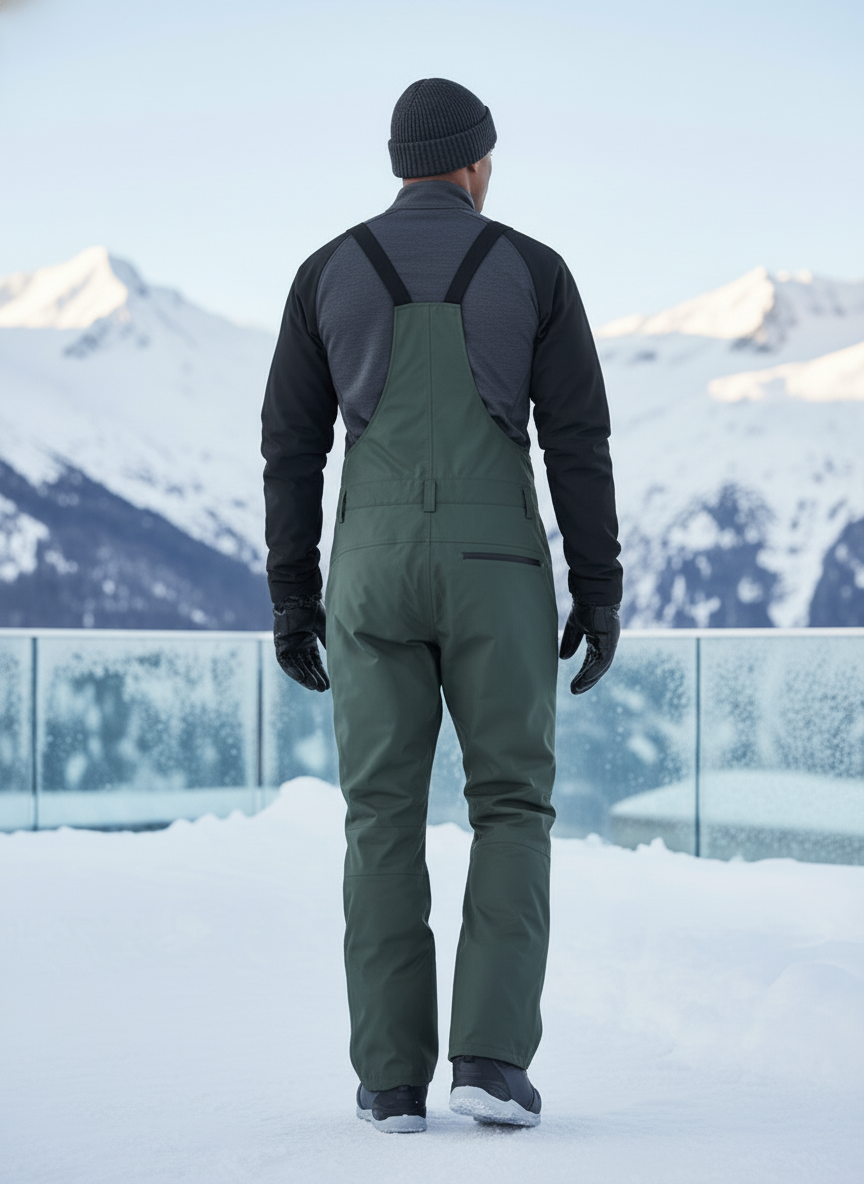 Pantalon De Ski Vert Foncé Imperméable Bretelles Homme - Polyester - vue 2