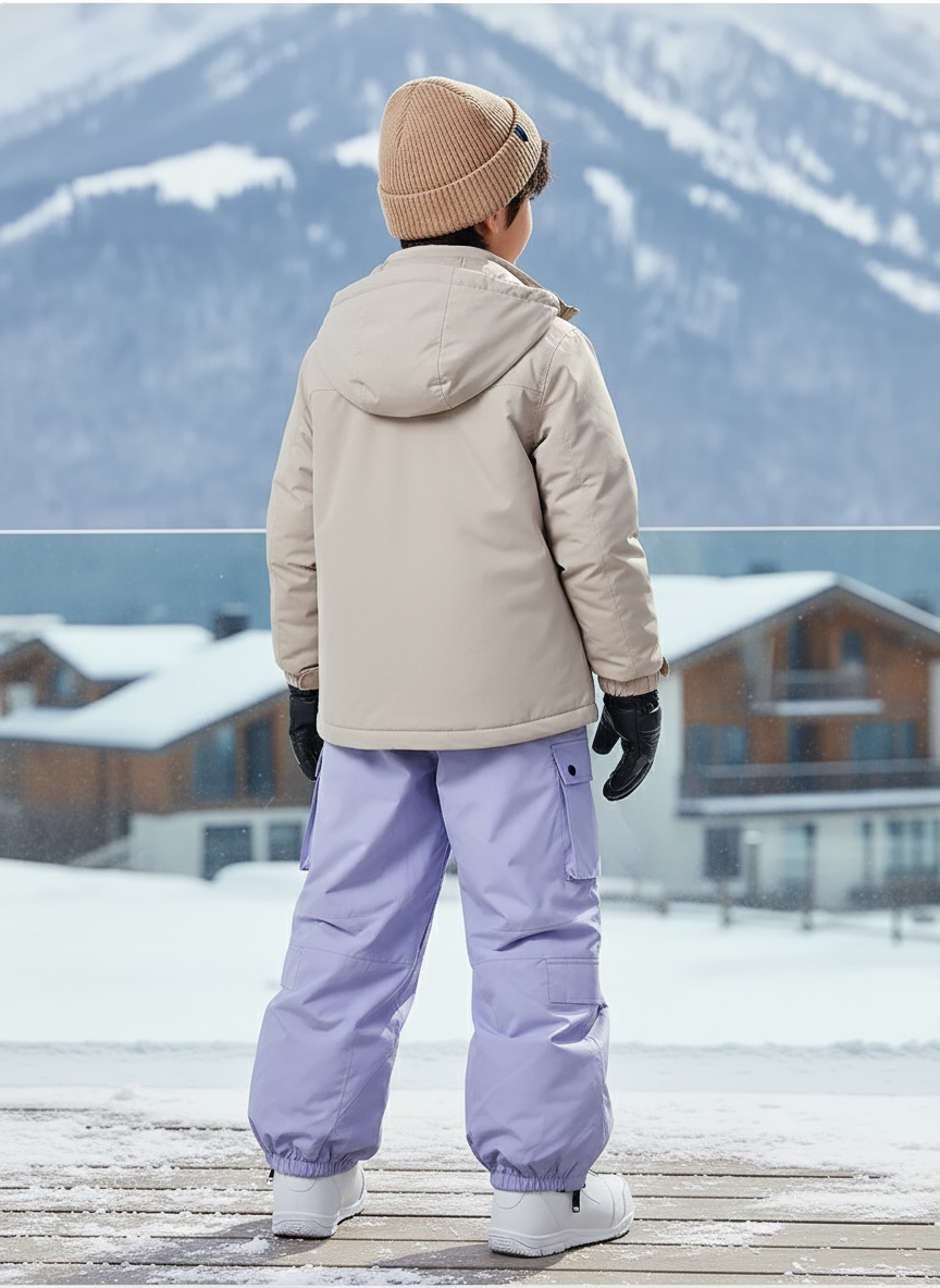 Pantalon De Ski Violet Ample Imperméable Cargo Enfant - Polyester - vue 2